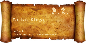 Matias Kinga névjegykártya